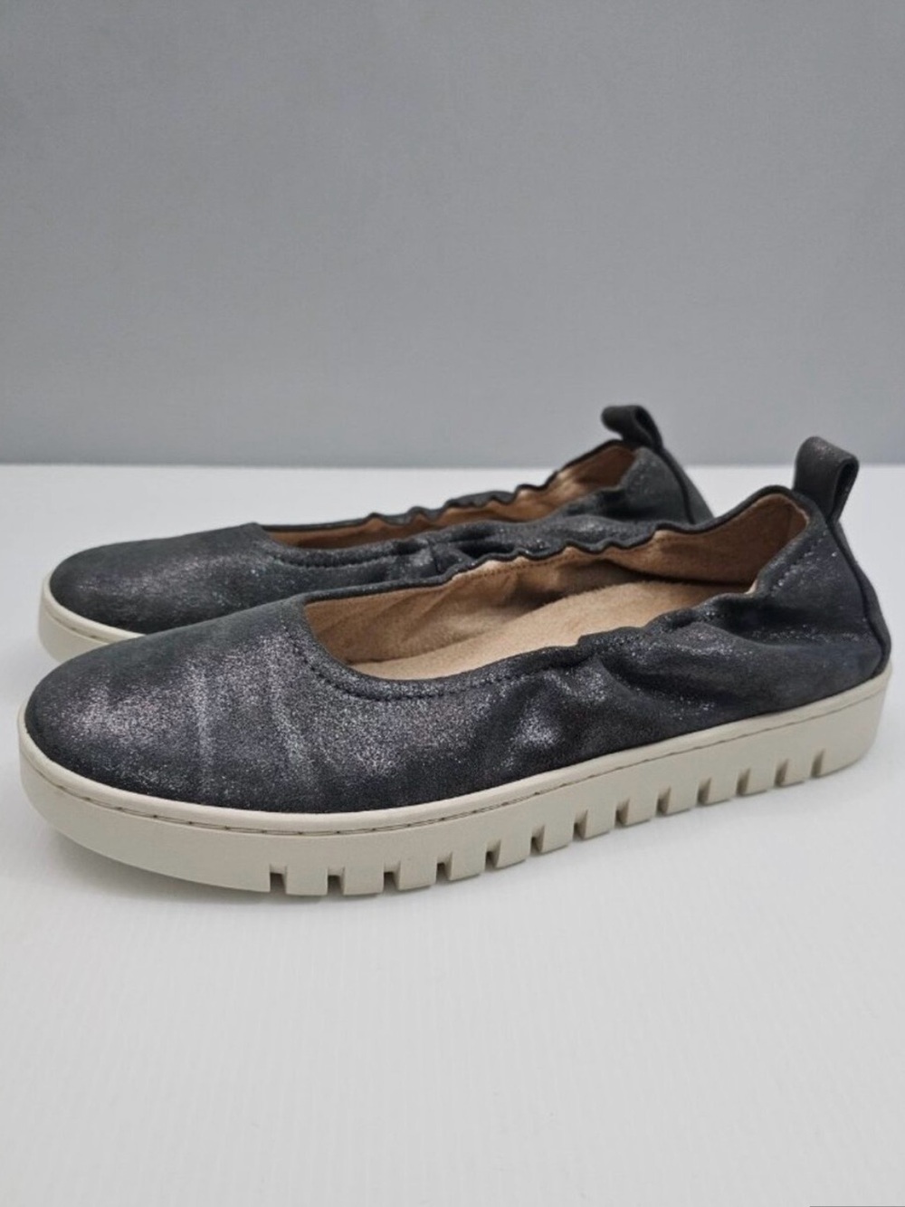 Vionic Black Shimmer Slip-On Ballet Flats